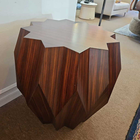 Global Views Origami Table, Zebra Wood Veneer 23Sq 24H