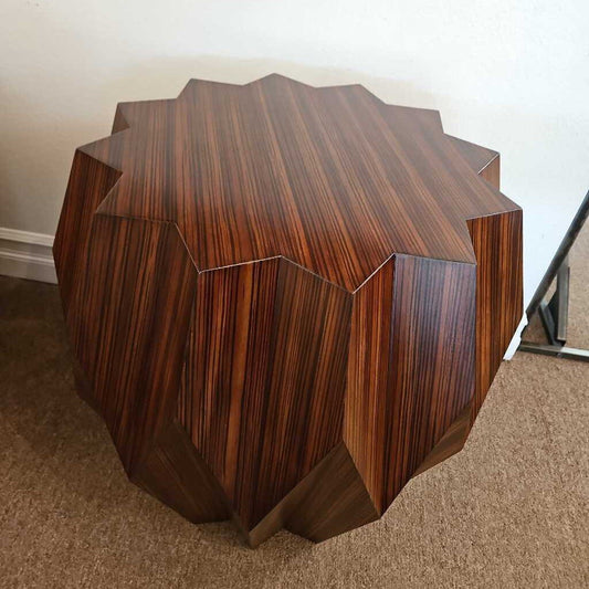 Global Views Origami Table, Zebra Wood Veneer 23Sq 24H