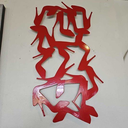 "Shoe Fetish # 1" Red Wall Scripture by Bruce Gray 47 x 24