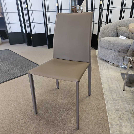 Contemporary Bonded Leather Uphol Dining Chairs, Grey-Taupe (SET OF 6) 18 x 22 x 35.5