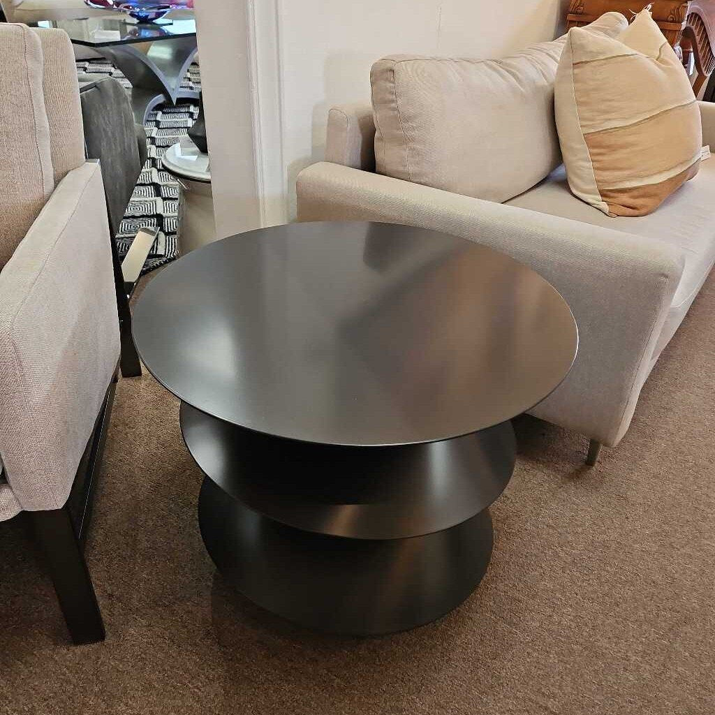 Gabby Reid Multi-Tiered Matte Black Finish Accent Table 26Dia 21H