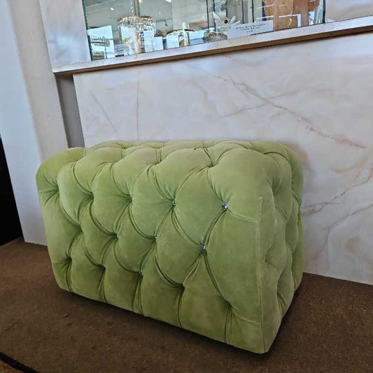 Glam Tufted Velvet Ottoman w/Rhinestones 28.5W 15D 18.5H