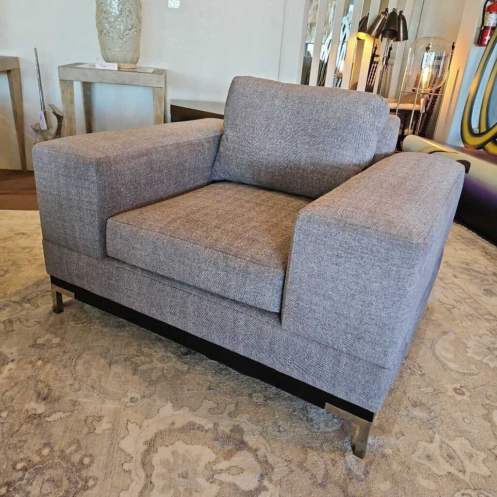 Nathan Anthony Grey Upholstered Armchair & a Half 49W 40D 32H