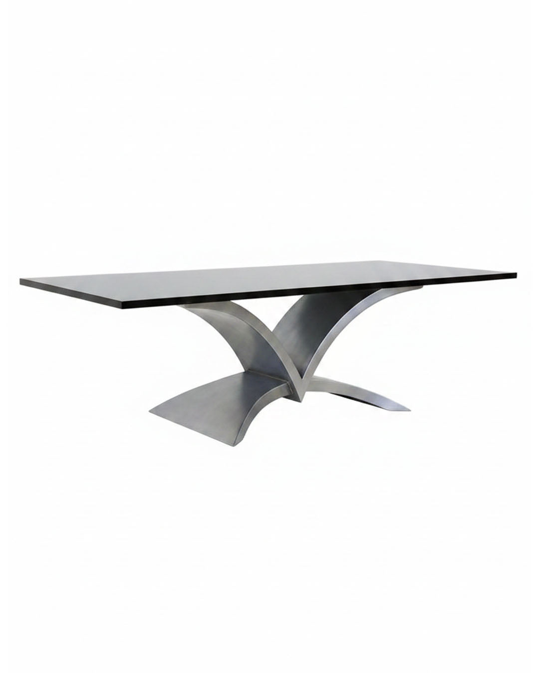 In The Style of Resign Institute of A.W, Coffee Table, Stainless Steel, Clear Glass Top w/Flat Polished Edge 60W x 35D x 20H