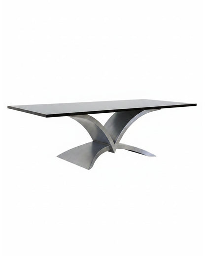 In The Style of Resign Institute of A.W, Coffee Table, Stainless Steel, Clear Glass Top w/Flat Polished Edge 60W x 35D x 20H