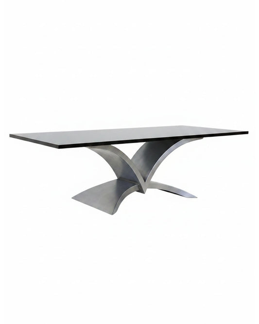 In The Style of Resign Institute of A.W, Coffee Table, Stainless Steel, Clear Glass Top w/Flat Polished Edge 60W x 35D x 20H