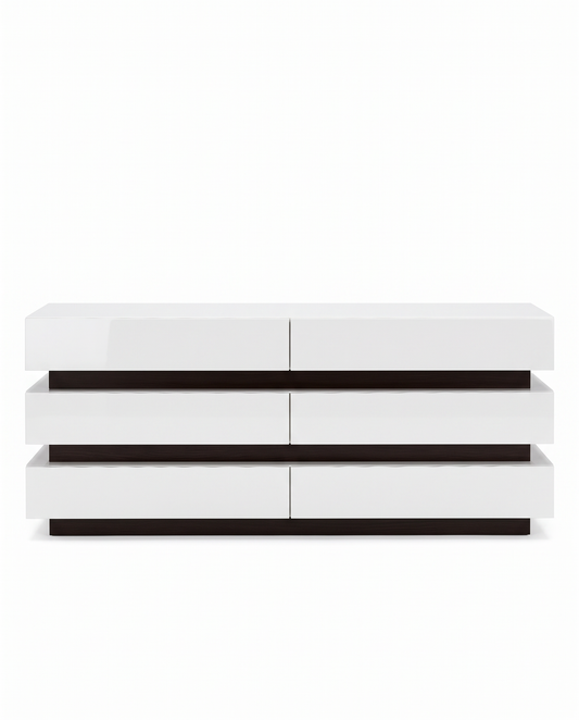 In the Style of Milo Baughman 6-Drawer Dresser 70W 18D 30H