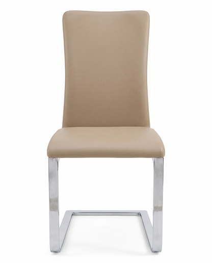 Italstudio Taupe PU Leather Hi-Back, C-shaped Base Dining Chairs 21 x 17.5 x 38H- SET OF 6