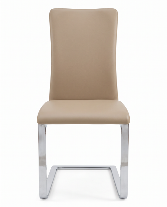 Italstudio Taupe PU Leather Hi-Back, C-shaped Base Dining Chairs 21 x 17.5 x 38H- SET OF 6