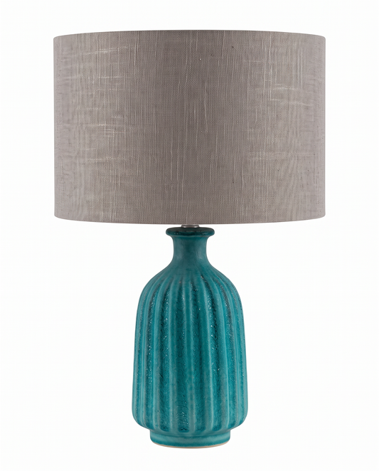 Jamie Young Frosted Ribbed Blue Glass Table Lamps 26.25H - PAIR