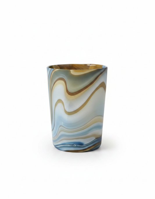 Jamie Young Terrene Vase, Hand Blown Glass Swirl 7.75Dia 11H
