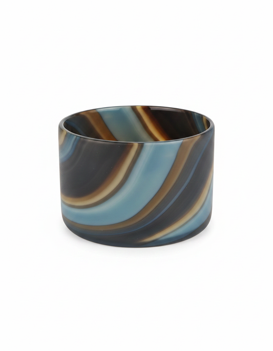Jamie Young Terrene Vase, Hand Blown Glass Swirl 6.75Dia 4.25H