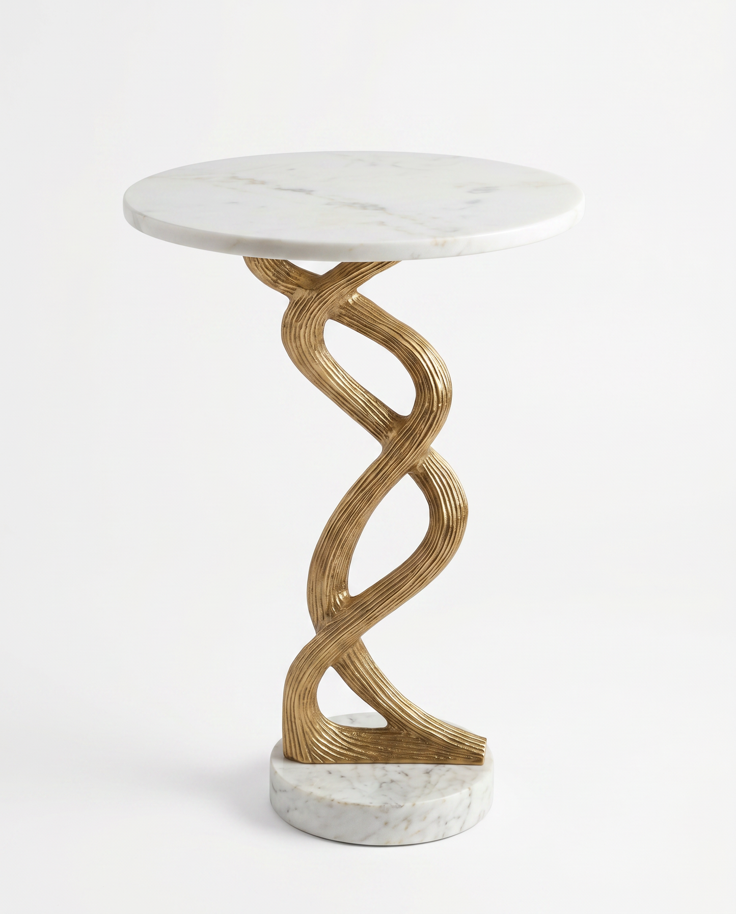 John-Richard Windswept Martini Tbl., Marble & Brass 14 Dia x 22.75"