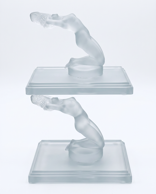 Lalique France Chrysis Crystal Bookends 7.75W 6D 6H - PAIR