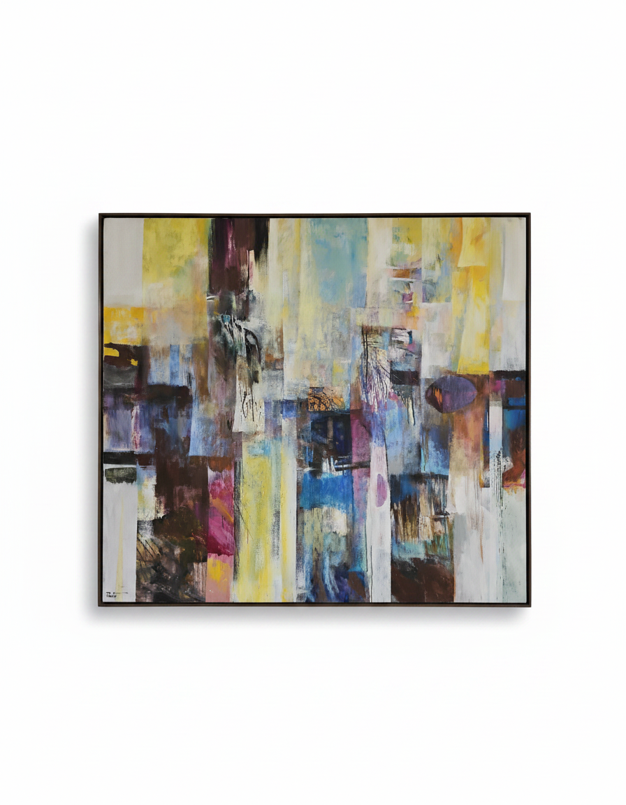 Large Pastel Abstract, Acrylic on Canvas Signed, Vento