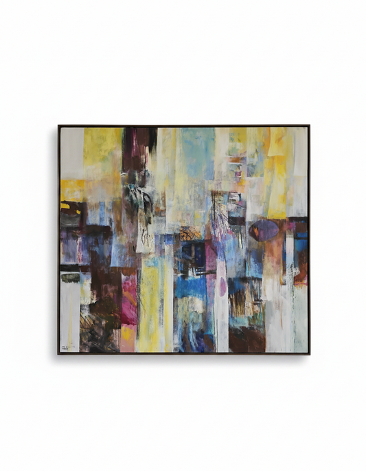 Large Pastel Abstract, Acrylic on Canvas Signed, Vento