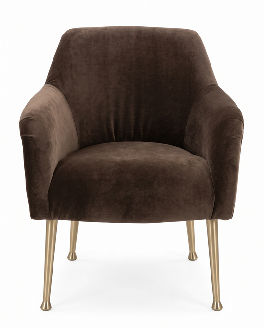 Lee Industries Grey Velvet Dining Chairs, Tapered Gold- Tone Metal Legs 25.5W 29D 31.5H - SET OF 6