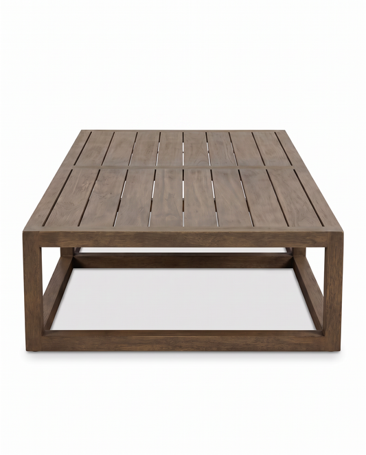 Lg. Rectangular Slated Wood Coffee Table, Grey Finish 72 x 37 x 14H