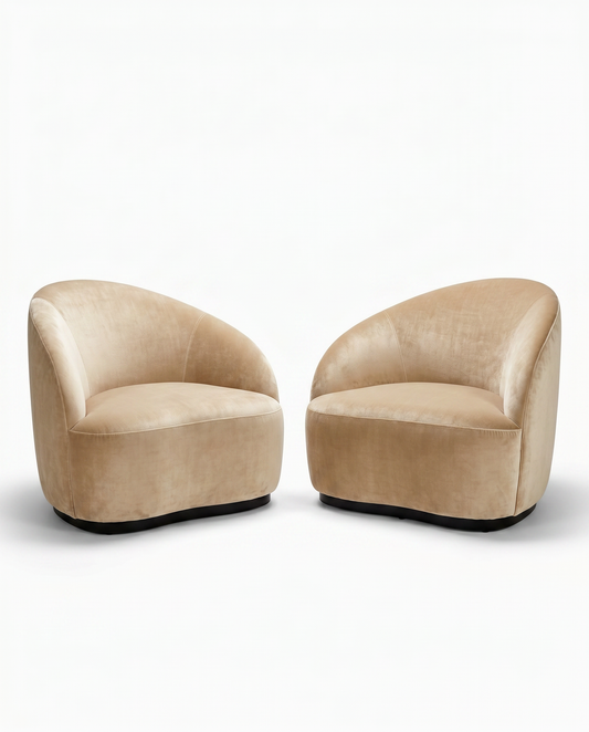 Light Gray Lounge Chairs, Curved Organic Silhouette 37W 32D 31.5H - PAIR