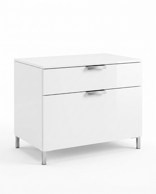 Ligne Roset Everywhere Chest of Drawers, Glossy Lacquer, Metal Feet 27.5W 17.5D 19.5H