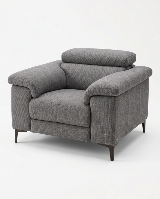 Living Spaces Talin Grey Power Recliner w/Adjustable Headrest 44W 37D 28H
