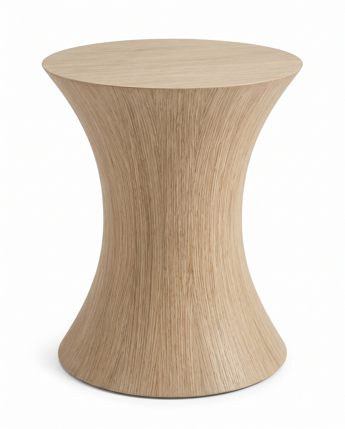 Lt. Oak Hourglass-Shaped Accent Stool/Side Tbl. 14 Dia. 18H