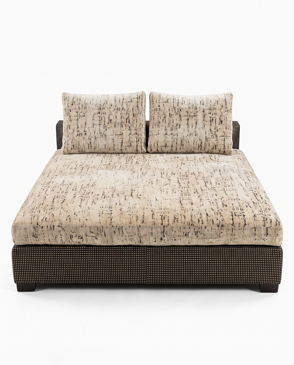 Luxury Day Bed/Double Chaise, Woven Black & White Textured Fabric 60W 65D 25H