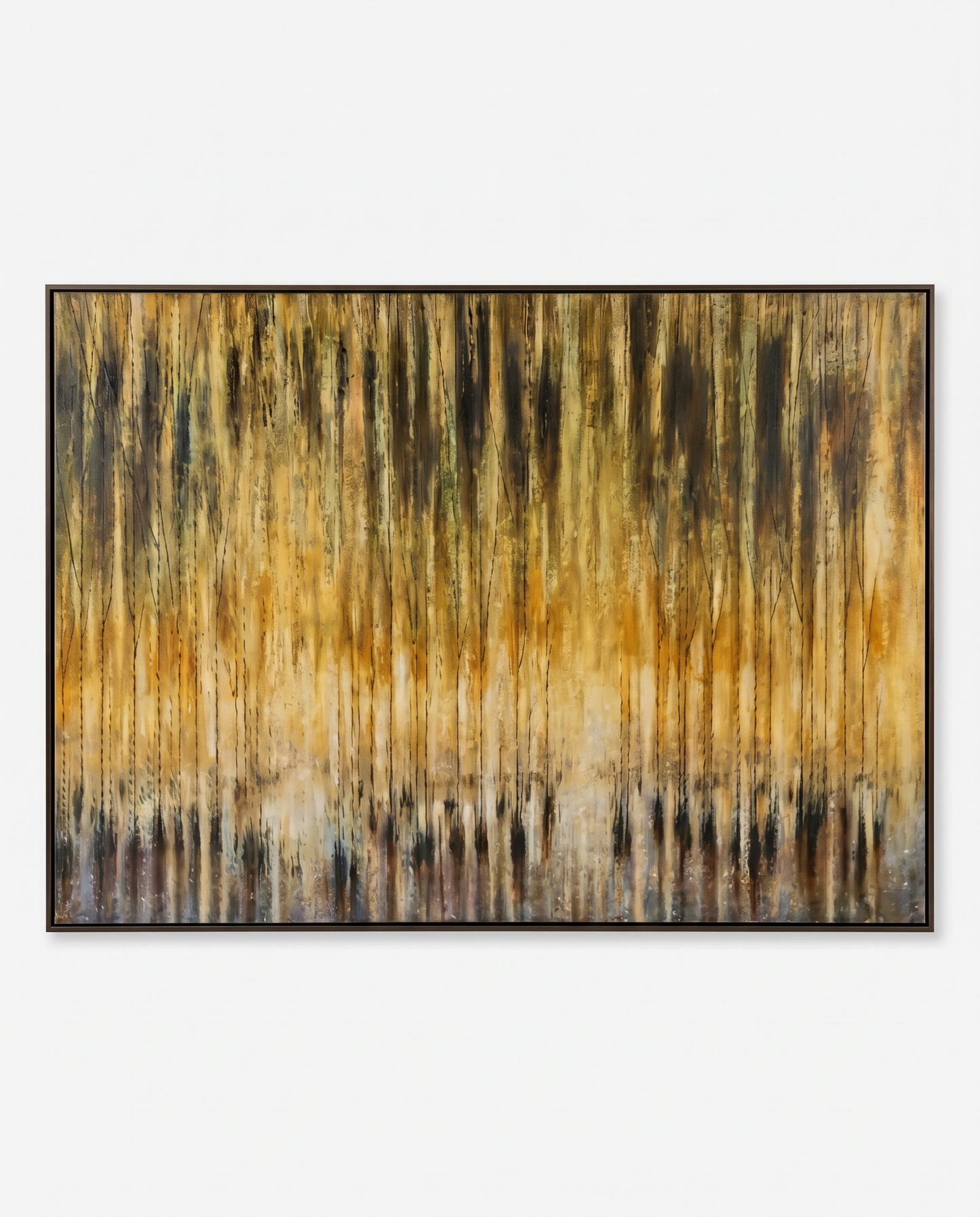 "Mangrove Paths" by Robin Denevan Abstract Acrylic on Canvas Brown & Shades of Yellow 68 x 42