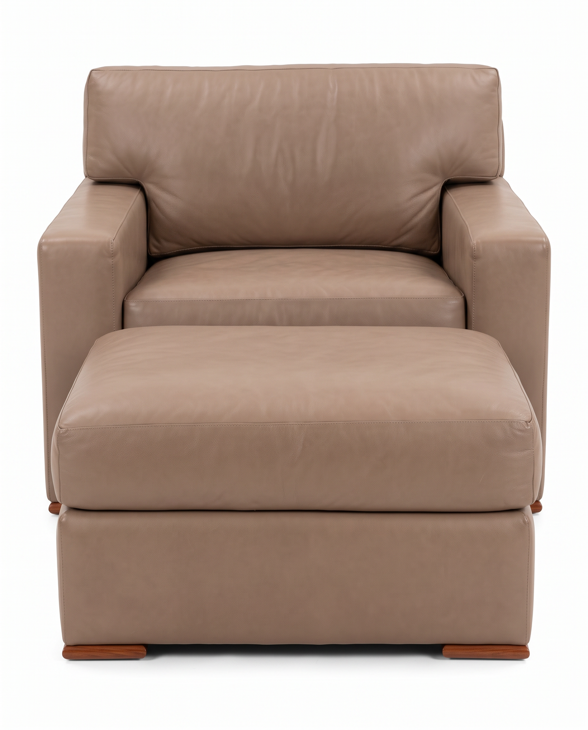 Martin Brattrud Tan Leather Lounge Chair w/Ottoman 37.5W 35D 25H