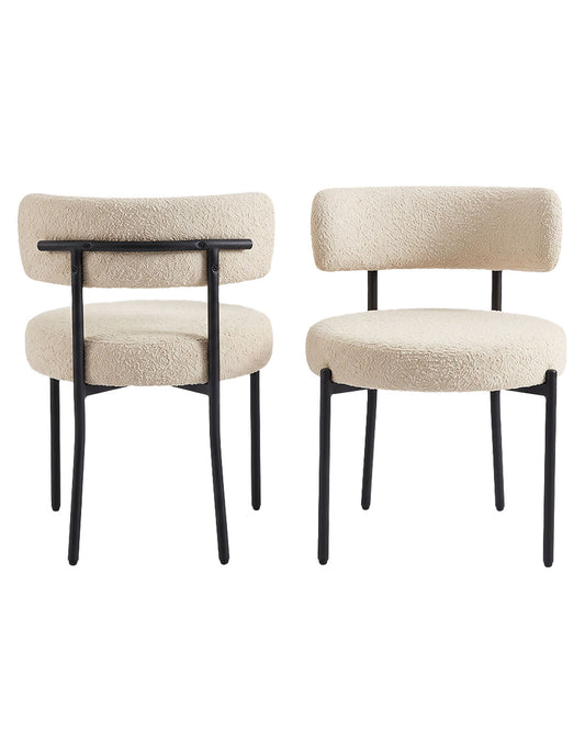Meridan Beacon Boucle Beige Fabric Dining Chairs (PAIR) 20.5 x 20.5 x 29.5