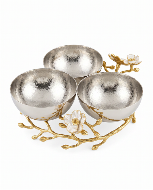 Michael Aram Orchid Triple Bowl 8.75 x 9.5 x 3.75