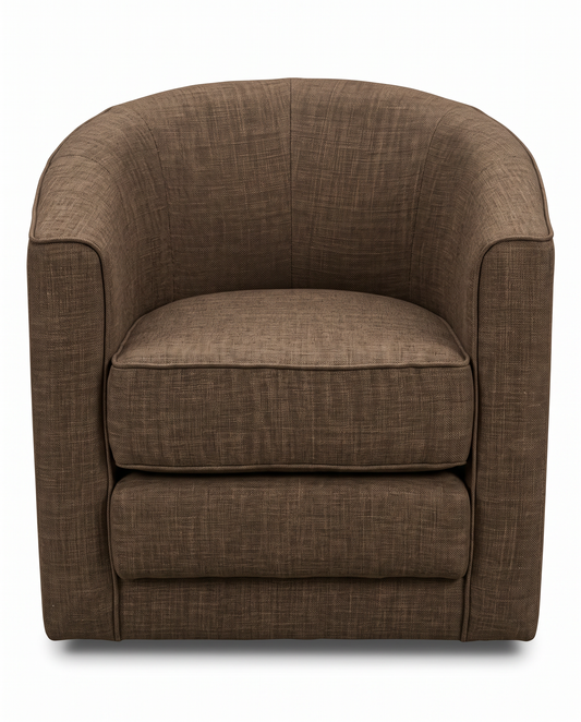 Modern Swivel Barrel Accen Chair, Woven Light Brown Textile 29W 29D 28H