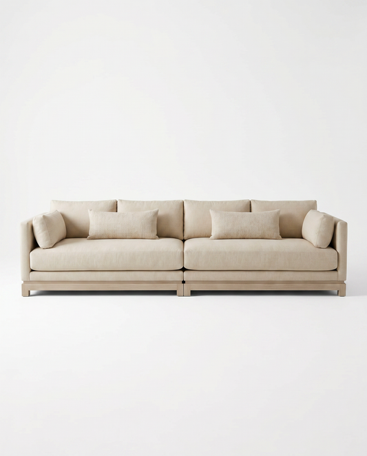Modular 2-Pc. Sectional Sofa, Wood Framed, Bench-Style Cushions 144W 41D 30H