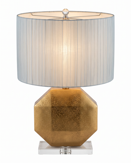Montage Tble Lamps, Dimensional Octagonal Shaped Body, Hand Applied Gold Leaf (PAIR)