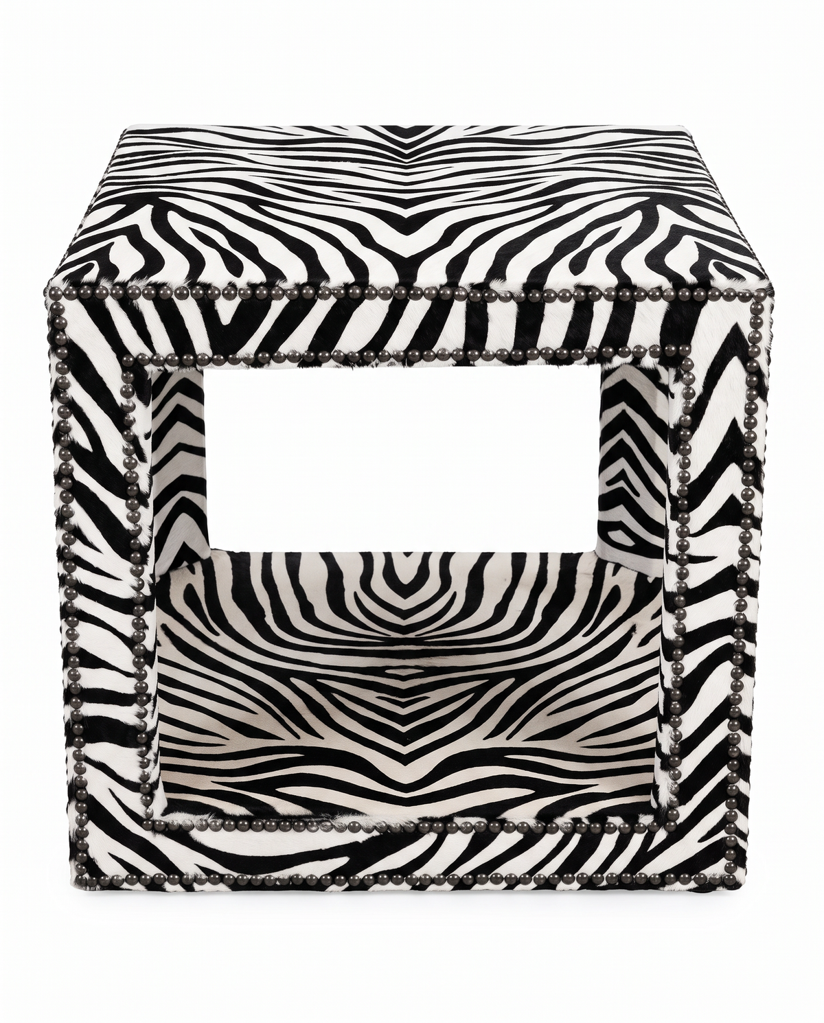 Mr. Brown Kew Zebra Print Side Table/Footrest 21.5Sq 20.5H