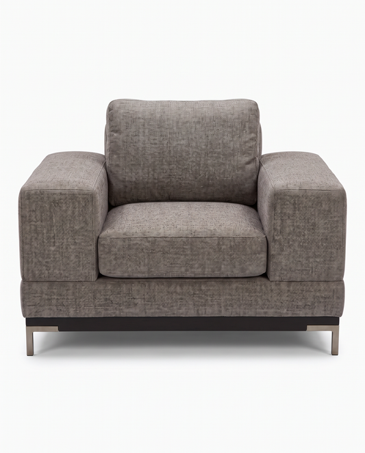 Nathan Anthony Grey Upholstered Armchair & a Half 49W 40D 32H