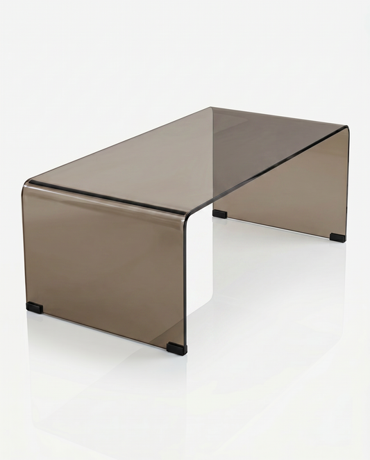 Natuzzi Tinted Waterfall Glass Cocktail Table 43.25W 20.5D 15.5H