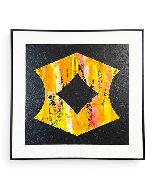 One of a Kind, Original Abstract Acrylic Layered on Canvas, "Equinox" signed Michael Schwertfeger 61.5"Sq.