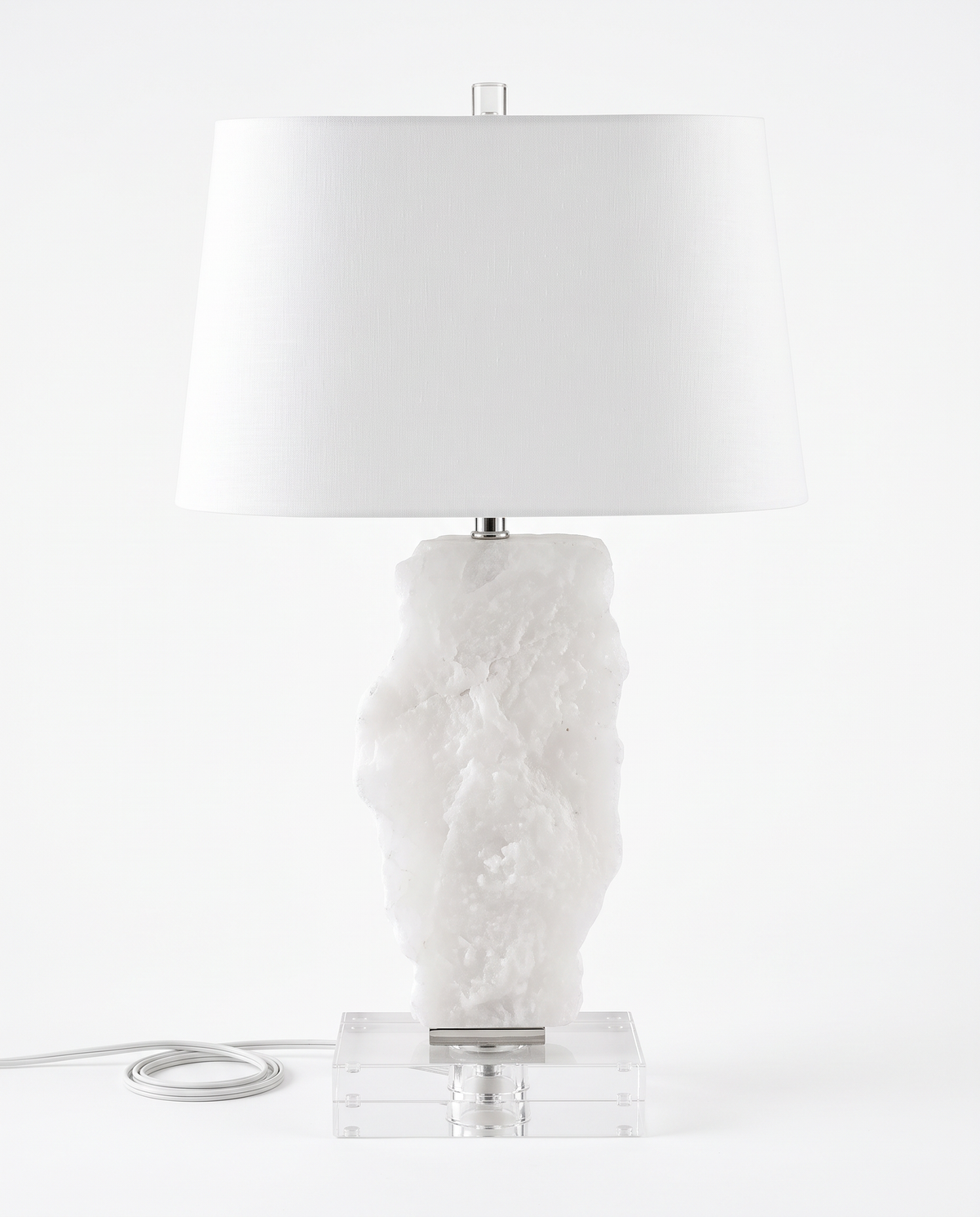Organic Stone Slice Clear Acrylic Plinth Tbl. Lamp 30.75"H