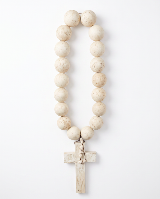 Painted White Rosary 54"