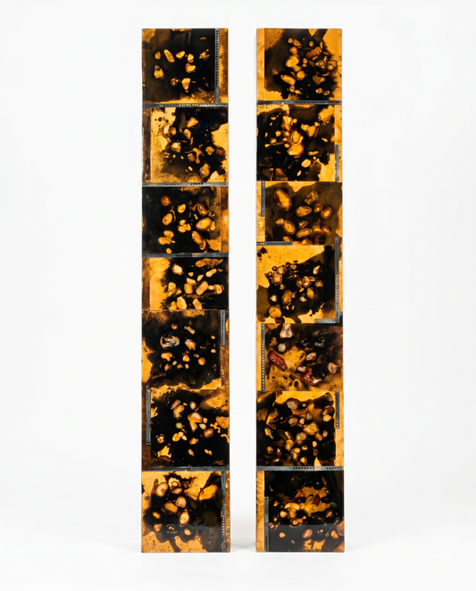"Pebbles & Rocks II" Acrylic on Metal by Gail Taylor 10 x 60 - PAIR