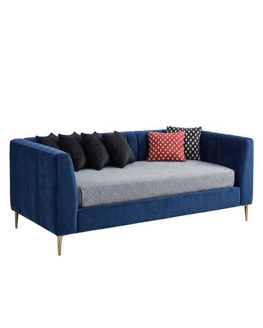 Pottery Barn Channeled Navy Blue Daybed 92.5W 49.5D 36H