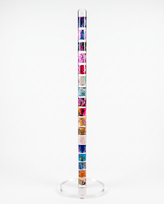 "Rainbow Pole" Acrylic Plastic & Paint Kinetic Abstract Sculpture 50 x 12 x 12