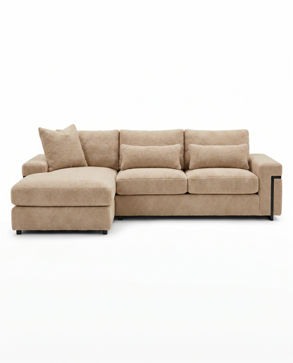 Rene Cazares Two-Piece Sectional Sofa, Light Grey w/Black Accents 10'11"W 5'8"D 28H