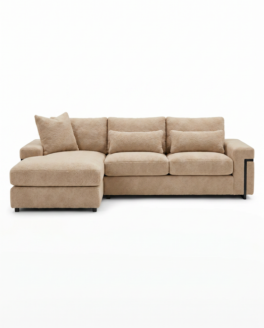 Rene Cazares Two-Piece Sectional Sofa, Light Grey w/Black Accents 10'11"W 5'8"D 28H