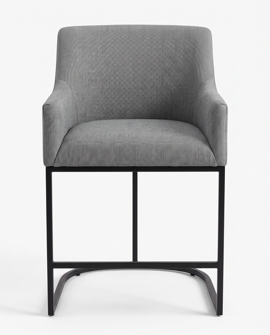 Restoration Hardware Curved Back Track Arm, Black Metal Barstool 23W 23D 38H (5 Available)