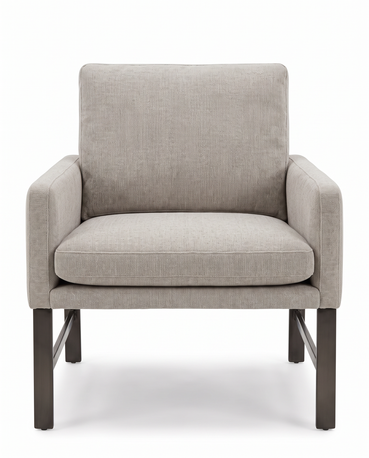 Robin Bruce Atticus U-Chair, Light Beige Upholstered/Black Metal Frame 30W 36D 33H
