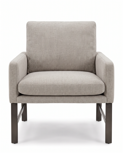 Robin Bruce Atticus U-Chair, Light Beige Upholstered/Black Metal Frame 30W 36D 33H