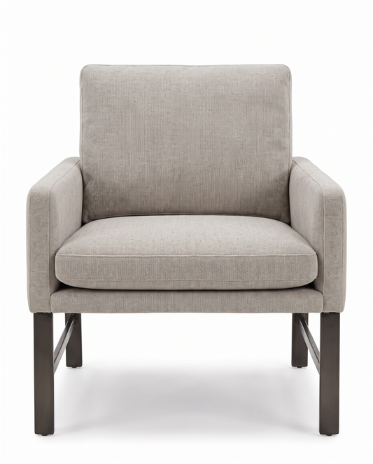 Robin Bruce Atticus U-Chair, Light Beige Upholstered/Black Metal Frame 30W 36D 33H