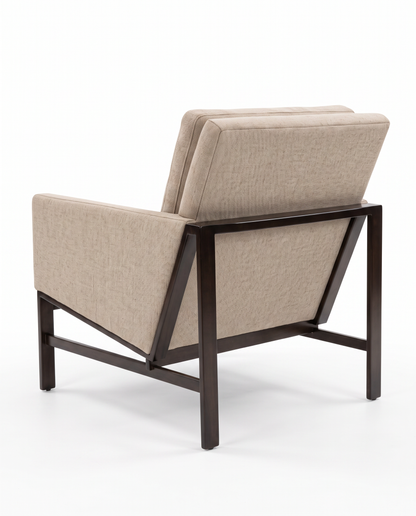 Robin Bruce Atticus U-Chair, Light Beige Upholstered/Black Metal Frame 30W 36D 33H